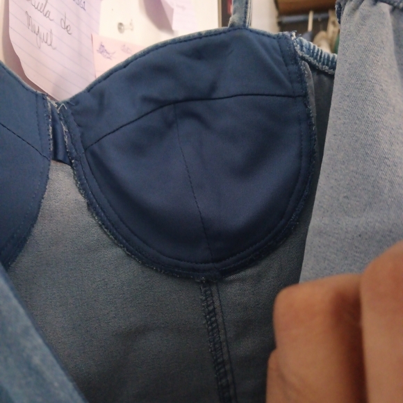 Haute Monde Blue Denim Overalls with Gold Details - Picture 11 of 13